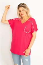 Kadın Fujya Omuz Ve Cebi Sim Detaylı Bluz 65N34526