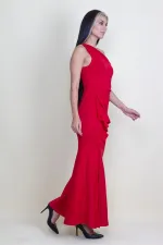 ROBE DE SOIRÉE À UNE ÉPAULE AVEC DÉTAILS À VOLANTS