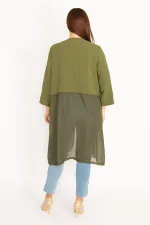 Kadın Haki Alt Kısmı Şifon Hırka 65N34879