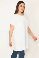 Kadın Beyaz Pamuklu Kumaş Peto Cepli Tunik 65N31752