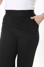 Kadın Büyük Beden Füme Ütü İzi Çima Dikişli Likralı Yan Cepli Pantolon 65N37564
