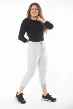 Kadın Büyük Beden Gri Kuşgözü Bağcıklı Eşofman Alt 65N37317