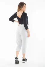 Kadın Büyük Beden Gri Kuşgözü Bağcıklı Eşofman Alt 65N37317