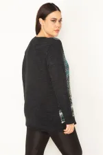 Kadın Yeşil Bisiklet Yakalı Ön Desenli Tunik 65N31342