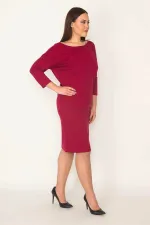 KADIN FUJYA SIRTI V KAPRİ KOLLU ELBİSE