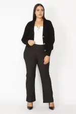 Kadın Bordo Kendinden Çizgili Strech Geniş Paçalı Pantolon 65N28669