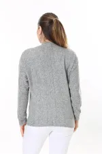 Kadın Büyük Beden Bebe Mavisi Yün Viskon Kumaş Yarasa Kollu Bluz 65N37703