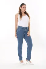 Kadın Büyük Beden Mavi 5 Cepli Kot Pantolon 65N37727