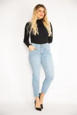 Kadın Mavi Kup Detaylı Kot Pantolon 65N35142