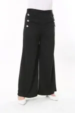 Kadın Büyük Beden Beyaz Süs Metal Düğmeli Cepsiz Pantolon 65N37817