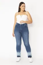 Kadın Lacivert Yıkama Efektli 5 Cep Likralı Kot Pantolon 65N28524