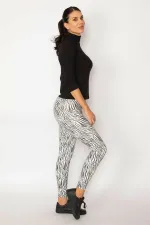 LEGGINGS FEMME À MOTIF ZÉBRÉ NOIR