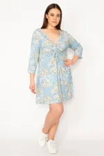 Kadın Mavi Göğüs Büzgü Detaylı Tunik 65N32937