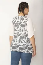 Kadın Kemik Roba Ve Kolları Fileli Kumaş Salaş Kollu Bluz 65N27237