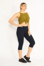 Kadın Lacivert Ön Süs Ve Arka Cepli Tayt  65N34639