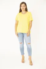 Kadın Büyük Beden Kemik Bisiklet Yakalı Kendinden Desenli Bluz 65N36933