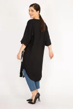 Women's Orange Plus Size Embroidered Detailed Cape