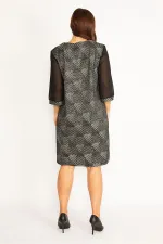 Kadın Gri Sim Detaylı Kolları Şifon Elbise 65N34746