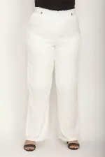 PANTALON EN SATIN DOUBLÉ POUR FEMME AVEC ÉLASTIQUE À LA TAILLE ET DESIGN DÉTAILLÉ À ÉPAULET D20/15