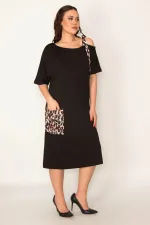 KADIN SİYAH ASKI VE CEP DETAYLI ELBİSE