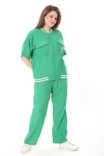 Kadın Büyük Beden Nar Ön Fermuarlı Ribanalı Tunik Ve Pantolon İkili Takım 65N37877