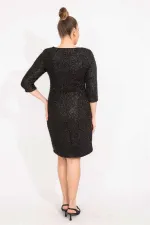 Kadın Bordo Simli Buklet Kumaş Astarlı Elbise 65N35530