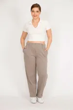 Kadın Siyah Büyük Beden Çima Dikişli Yan Cepli Eşofman Alt