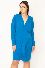 KADIN BORDO GÖĞÜS VE BEL DETAYLI ELBİSE