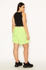 Kadın Fosfor Polar Kumaş Bel Lastik Ve Bağcıklı Yan Cepli Şort 65N31550