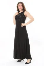 Kadın Büyük Beden Siyah Payet Detaylı Elbise 65N37955