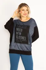 Kadın Siyah Yarasa Kol Ön Detaylı Tunik 65N34638