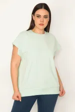 Kadın Yeşil Kup Detaylı Ribanalı Kolsuz Sweatshirt 65N31445