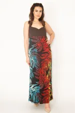 KADIN RENKLİ ARKA GİPE LASTİKLİ BOY AYAR ASKILI RENKLİ UZUN ELBİSE