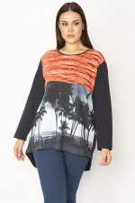 Kadın Lacivert Ön Baskılı Bluz 65N29544