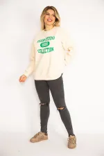 Women's Beige 3-Thread Raised Sweatshirt 65N35071