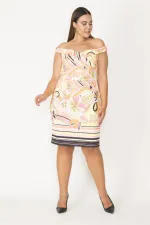 Kadın Sarı Yaka Detaylı Renkli Elbise 65N27716