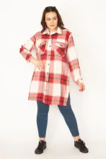 Kadın Bordo Önü Çıtçıt Düğmeli Oduncu Gömlek 65N32726