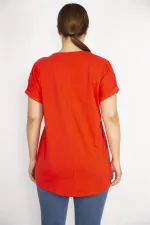 Kadın Beyaz Büyük Beden Pamuk Kumaş Robası Tül Aplike Uzun Bluz