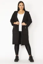 Kadın Füme Fermuar Ve Kapşon Detaylı Kaban 65N28345