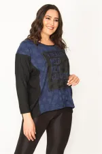 Kadın Siyah Yarasa Kol Ön Detaylı Tunik 65N31027