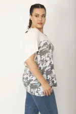 Kadın Kemik Roba Ve Kolları Fileli Kumaş Salaş Kollu Bluz 65N27237