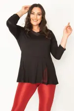 Kadın Siyah Yaka Ve Etek Ucu Dantel Detaylı Viskon Bluz 65N30460