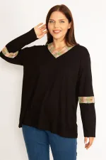 Kadın Haki Dantel Detaylı Bluz 65N34647