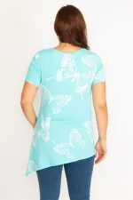 Kadın Mavi Kelebek Desenli Bluz 65N34775