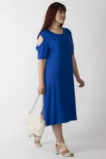 Kadın Haki Omuz Dekolteli Viskon Elbise 65N26131