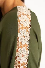 Kadın Bordo Dantel Detaylı Bluz 65N34646