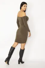 ROBE SLIM KAKI SANS BOUTONS POUR FEMME