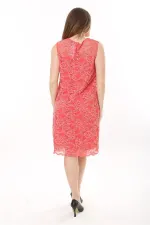 Kadın Büyük Beden Nar Astarlı Dantel Elbise 65N37637