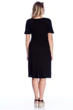 Kadın Siyah Viskon Çizgi Detaylı Elbise 65N24230