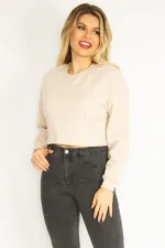 Women's Mink Coated Polar Fleece Fabric Embroidered Sweatshirt 65N35067